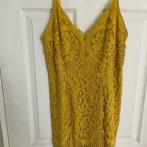 Yellow mini lace dress